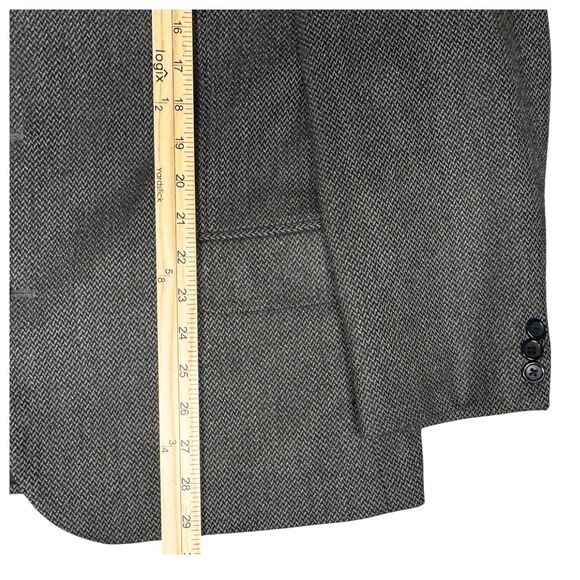 Croft & Barrow Blazer Jacket Worsted Lambswool Herringbone 42R Gray Brown Retro - Picture 5 of 8